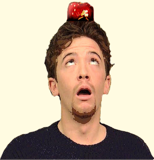 Bud Bundy, auf dem Kopf trägt er einen Apfel