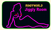 Bild zeigt liegende Frau. Schriftzug Jiggly Room und Bundyworld